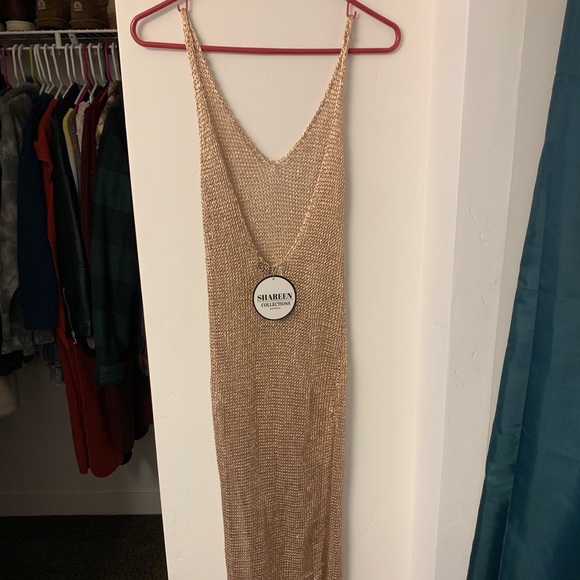 ROSE GOLD SHAREEN AU MESH DOUBLE SLIT DRESS - Picture 5 of 8